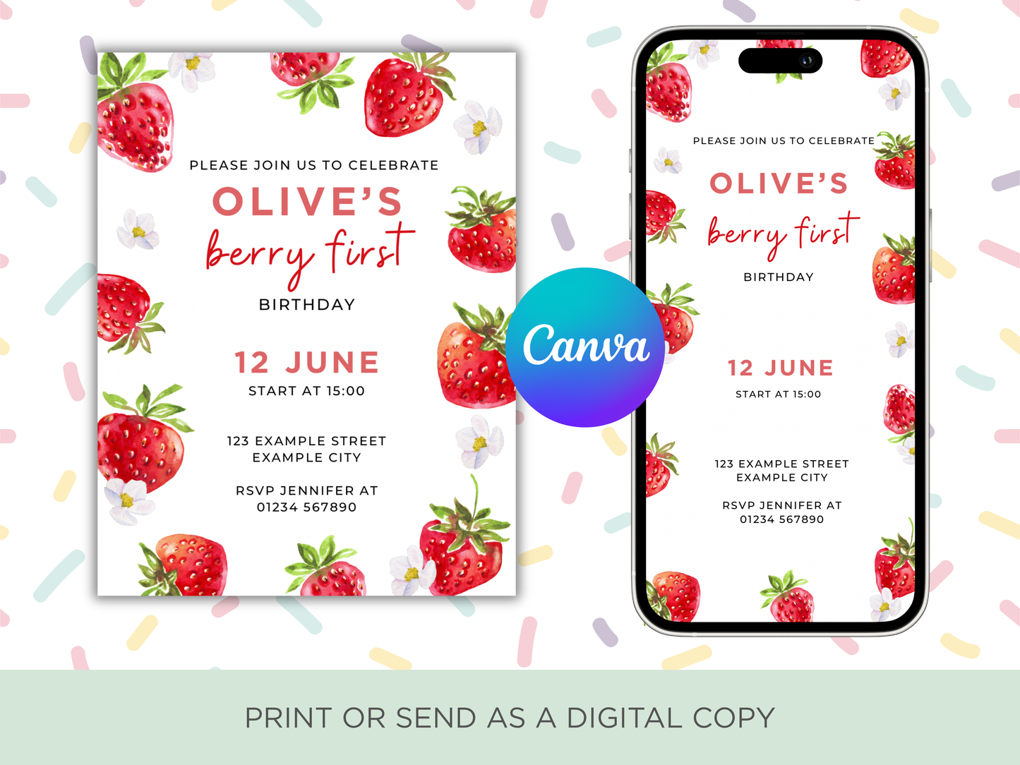 Children's Party Invitation | Berry First Theme
