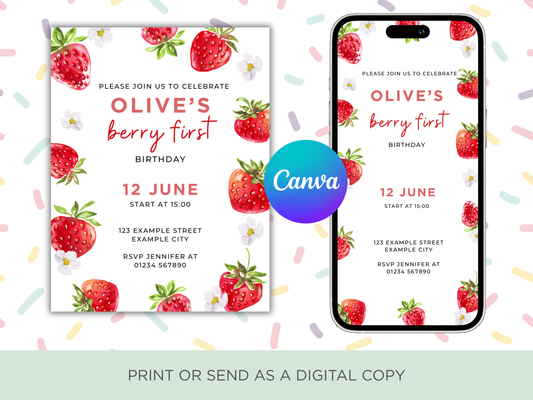 Children's Party Invitation | Berry First Theme