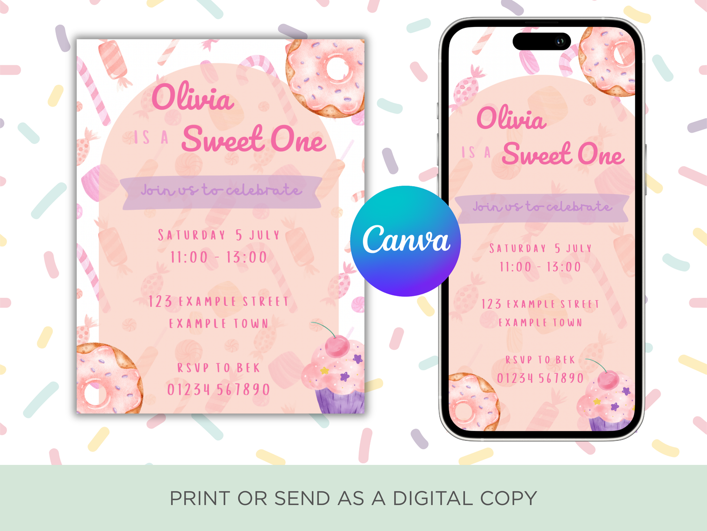 Children's Party Invitation | Sweet One Theme