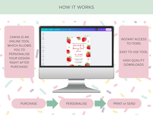Children's Party Invitation | Berry First Theme